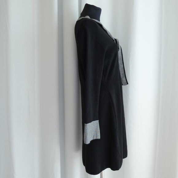 Nanette Lepore Black Tie Neck Sweater Dress Sz M - Picture 3 of 7